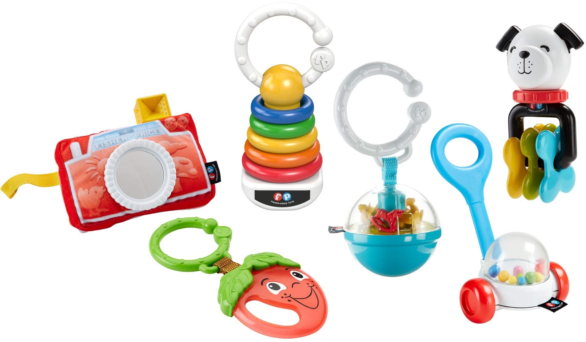 Fisher-Price FBH63 Baby Rattle and Teether Toy Set - Infant Sensory Development Gift for Boys & Girls by Mattel | Perfect for Playtime, Teething Relief & Early Learning