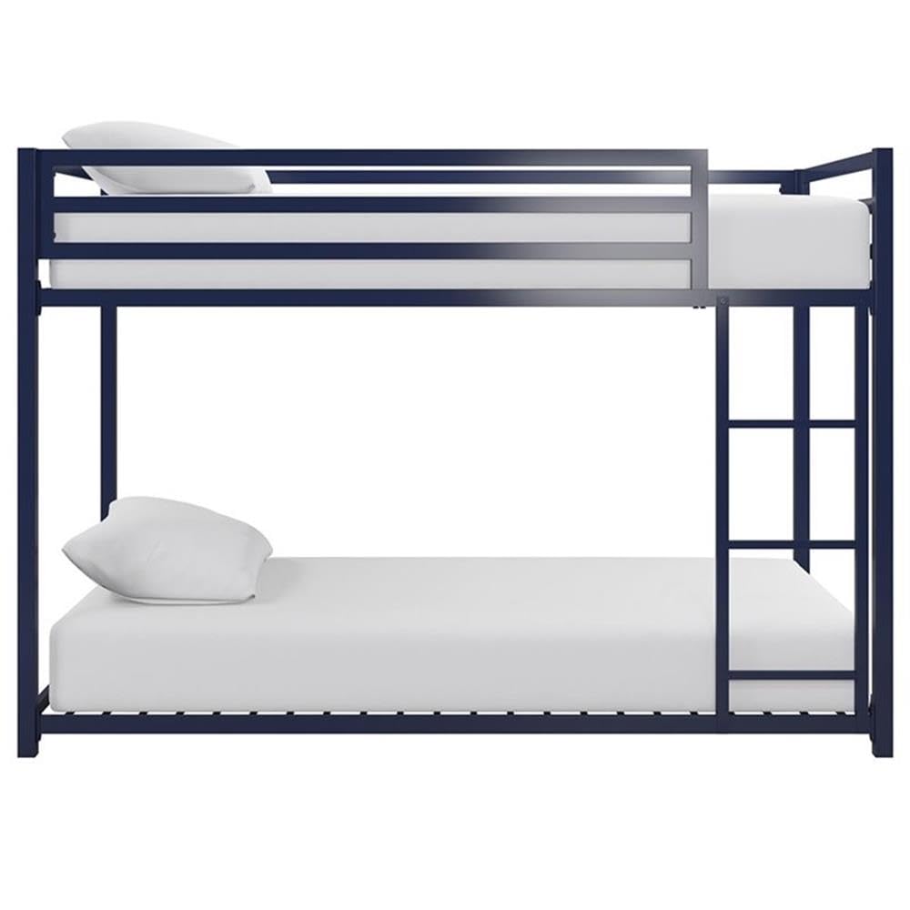DHP Mabel Twin Over Twin Metal Bunk Bed - Blue Space-Saving Kids Bunk Bed with Sturdy Steel Frame | Perfect for Small Bedrooms, Guest Rooms & Kids' Shared Spaces