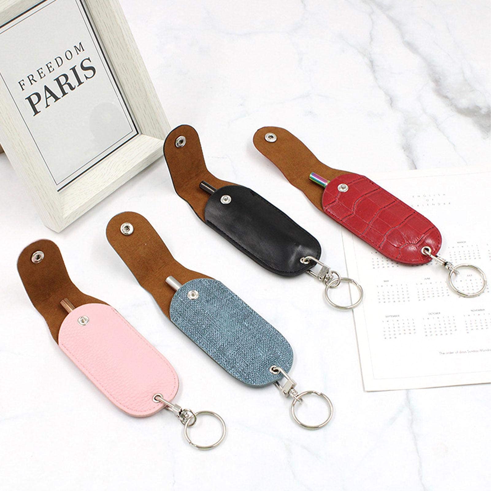 MK3 Canister OC/Mace Spray Holder – Leather Belt Holster with Key Ring, Soft Pouch for Pepper Spray (Pepper Spray Not Included, Random Color) – Perfect for Self-Defense, Jogging & Outdoor Safety
