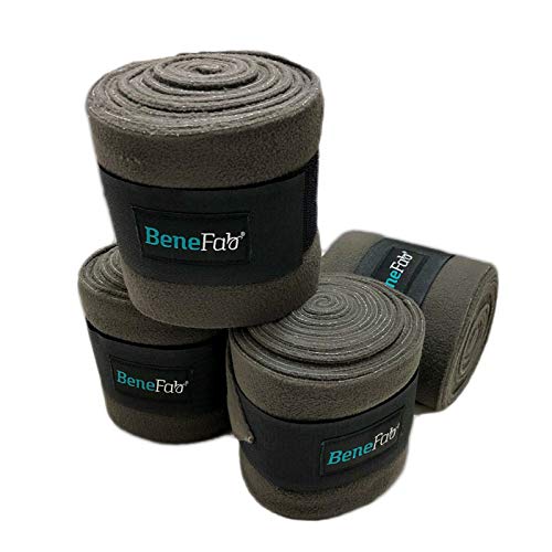 BENEFAB Therapeutic Horse Polo Wraps - Set of 4 with Far-Infrared Technology for Muscle Support, Injury Prevention & Pain Relief | Grey Pony Size | Ideal for Training, Recovery & Show Preparation