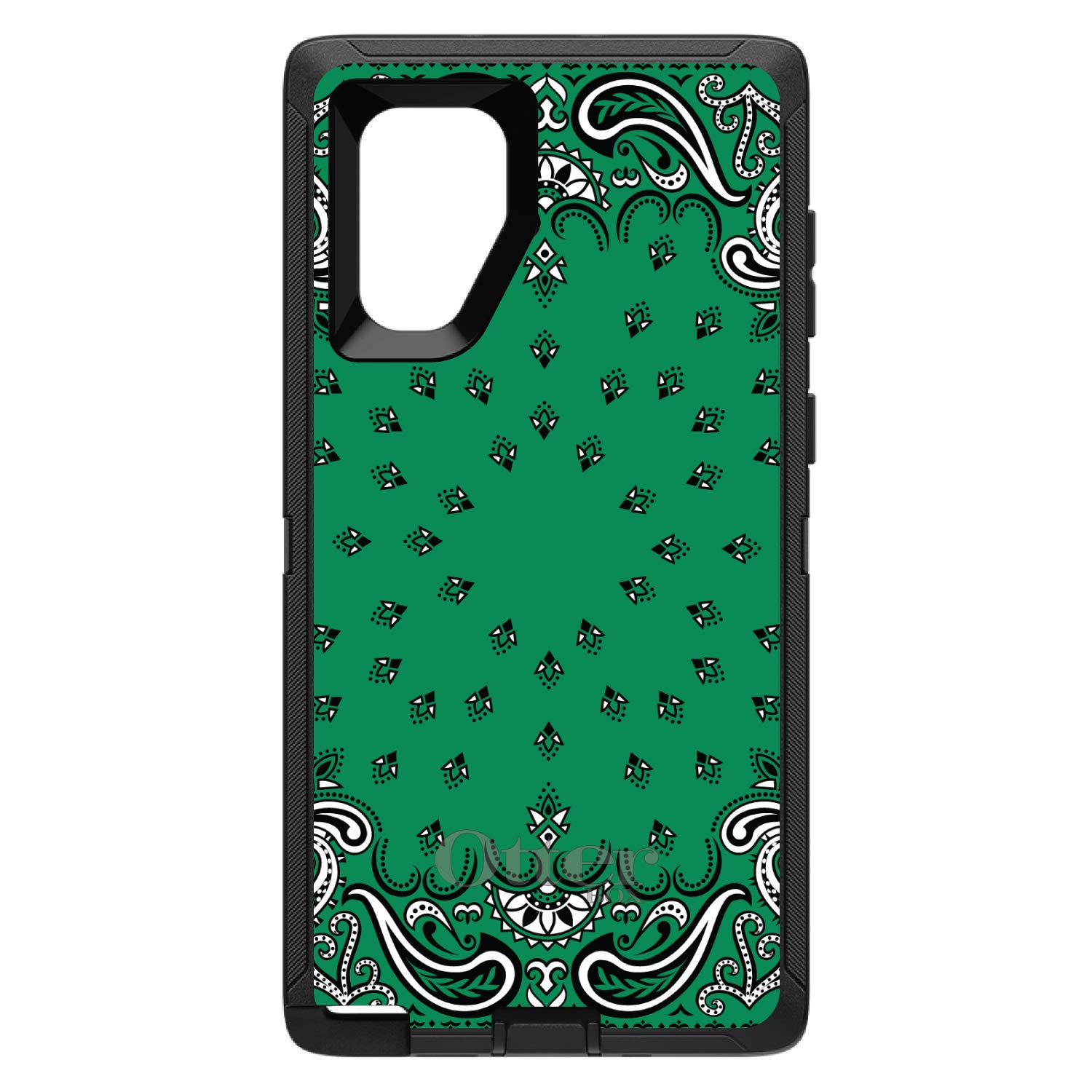 DistinctInk Samsung Galaxy Note 10 Plus Case (6.8 Inch) - Durable Protective Phone Cover with Bandana Print - Green, Black & White - Perfect for Outdoor, Work & Travel Protection