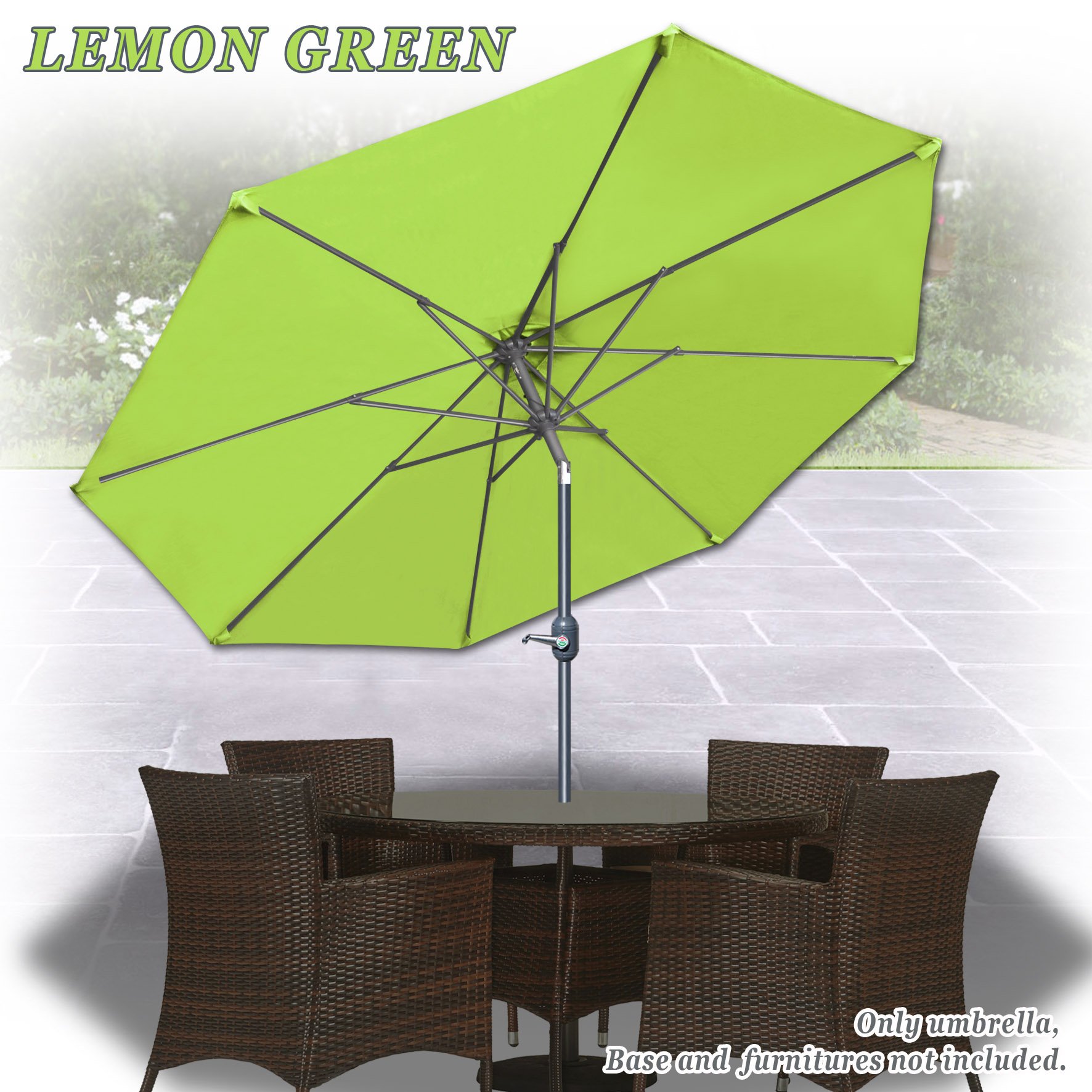 9ft Patio Umbrella with Tilt & Crank - Outdoor Sunshade for Garden & Market Use
