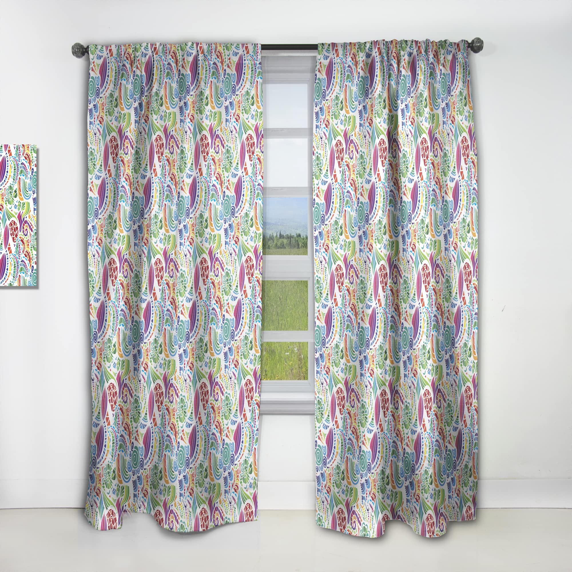 DesignQ Colorful Mosaic Pattern Thermal Insulated Curtains - Single Panel 52x90 Inches - Elegant Window Treatments for Bedroom & Living Room - Perfect for Light Control & Energy Efficiency