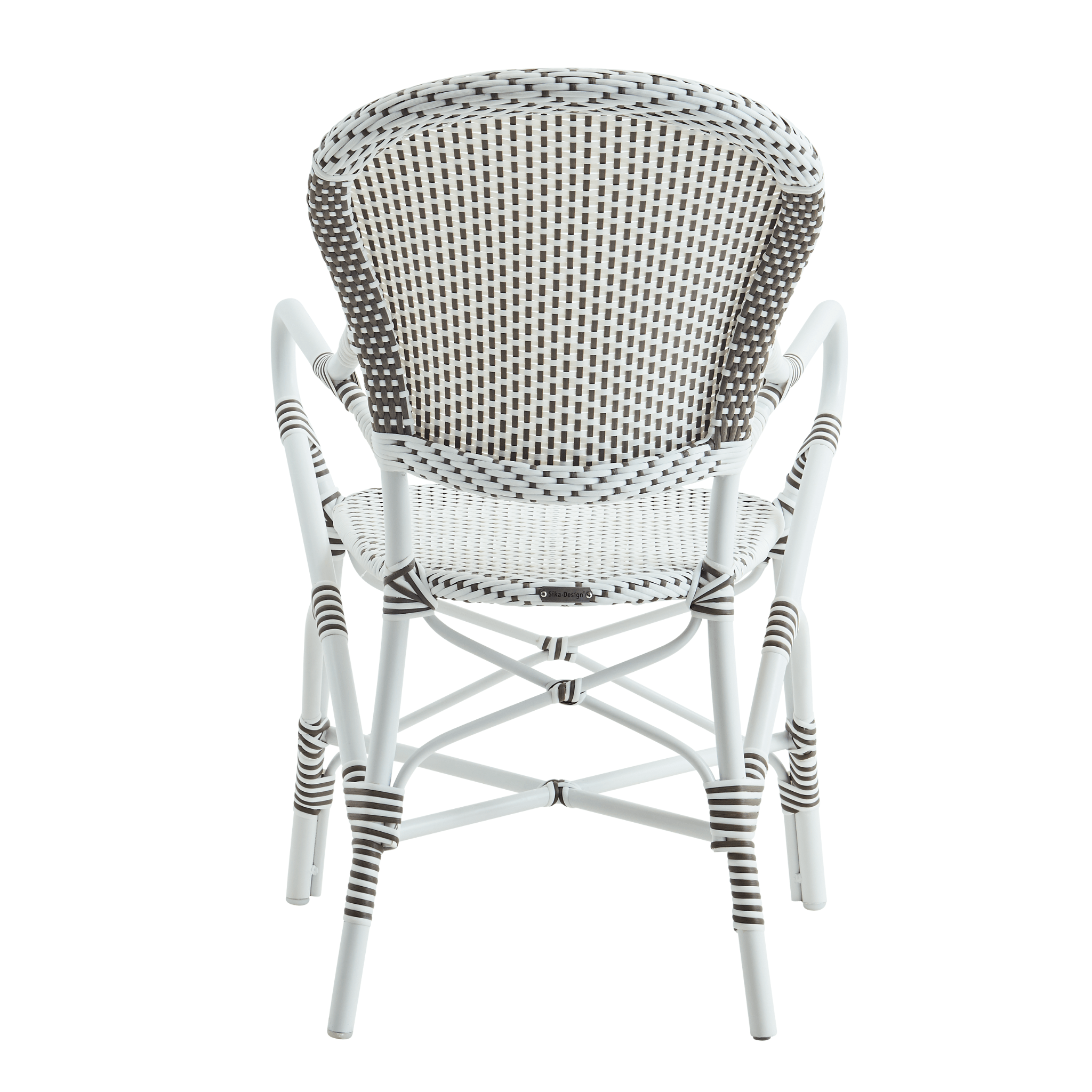 AluRattan™ Bistro Style Arm Chair - Weather-Resistant Patio Dining Chair with Cushion, 2 Color Options (Beige & Gray) - Perfect for Outdoor Cafes, Garden Dining, and Poolside Relaxation