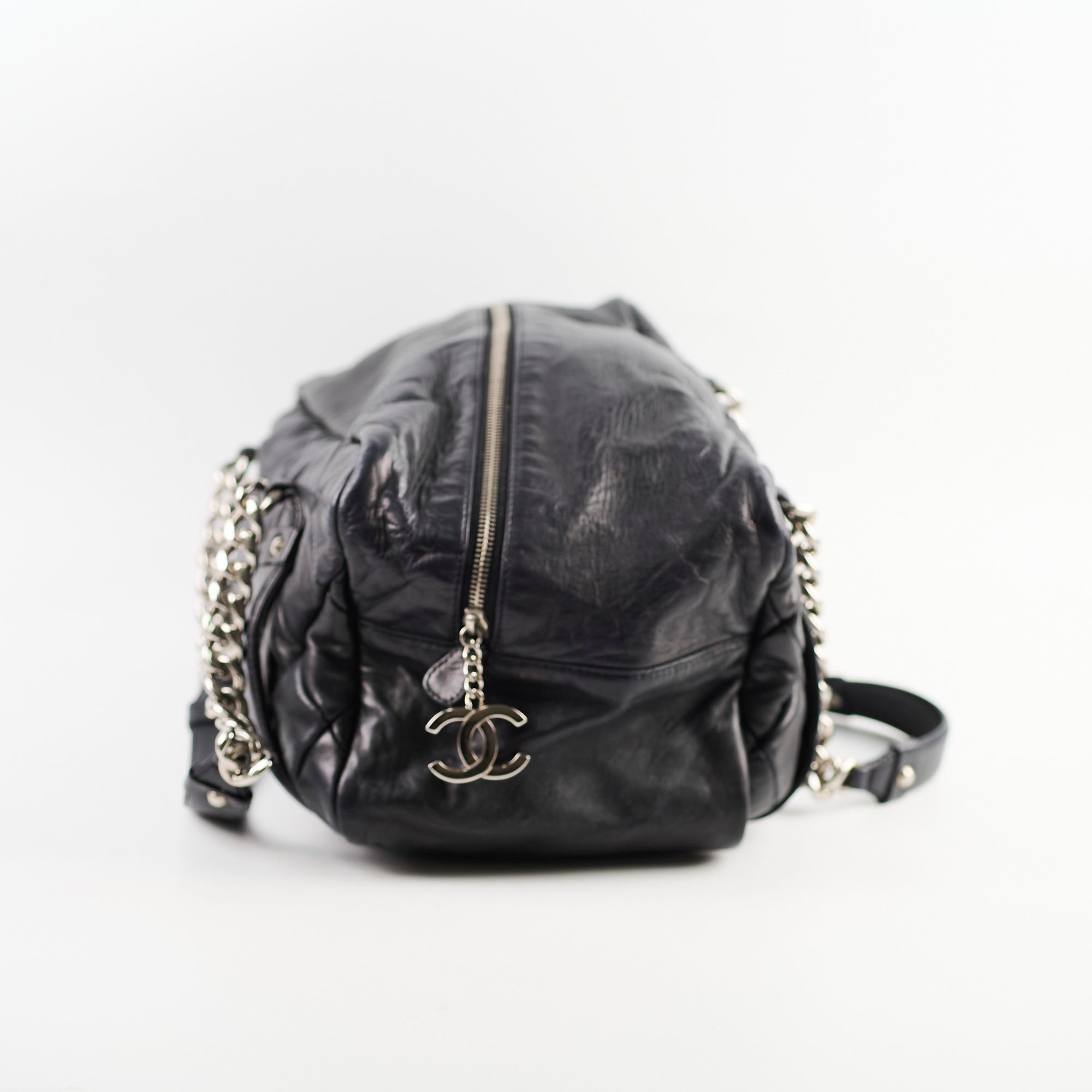 Chanel Bowling Black Lambskin Shoulder Bag Series 12 - Luxury Leather Handbag for Women, Perfect for Parties, Dating & Everyday Use
