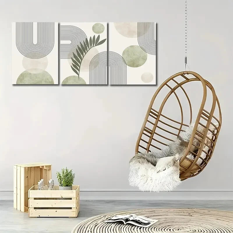 3-Piece Modern Abstract Geometric Wall Art Set - Framed Canvas 40x60cm - High Quality Print - 100% Australian Made - Ready to Hang - Perfect for Living Room, Bedroom & Office Decor