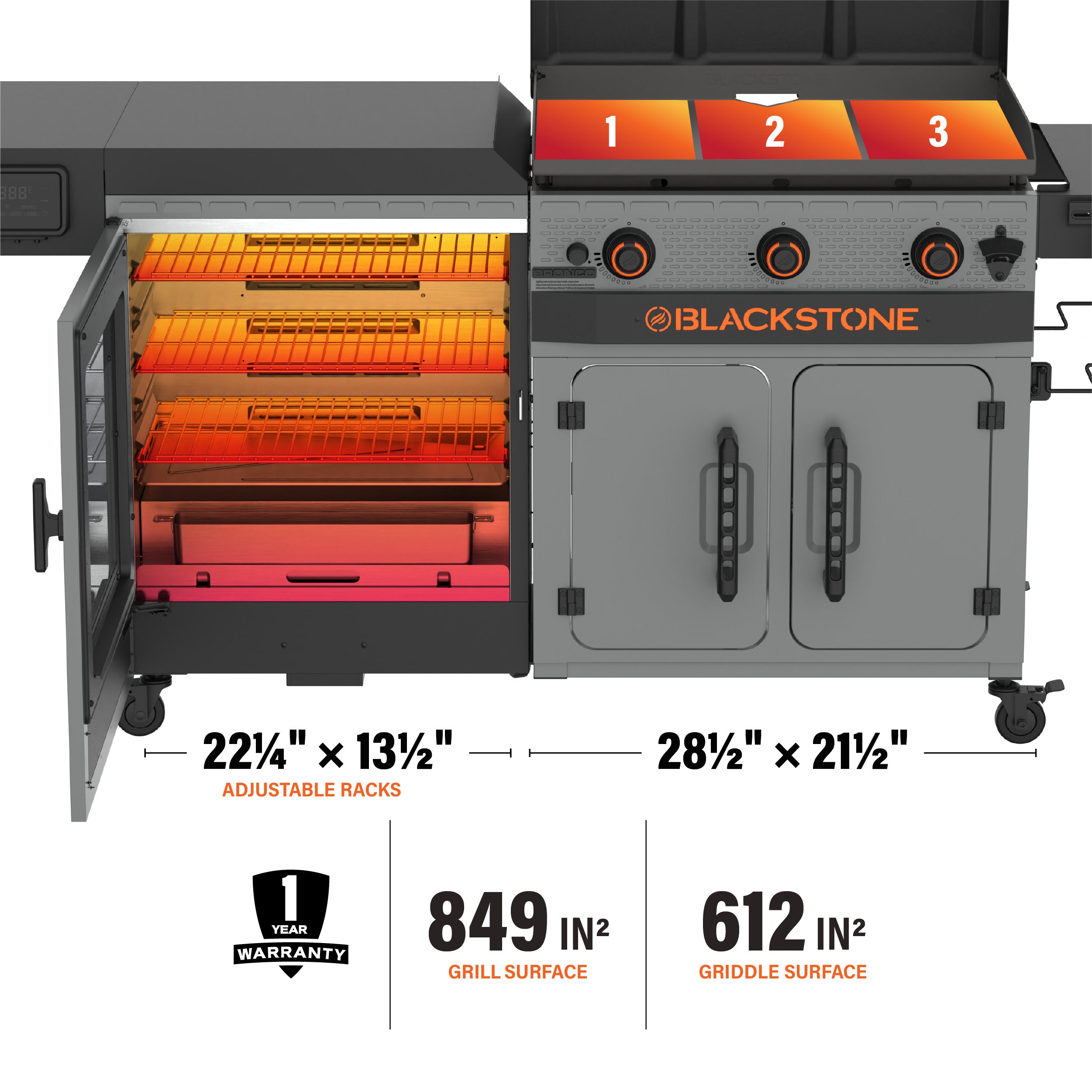 Bronco 28 XL Griddle Vertical Pellet Smoker Combo - Heavy Duty Outdoor Grill & Smoker for BBQ, Backyard Cooking, Tailgating & Camping