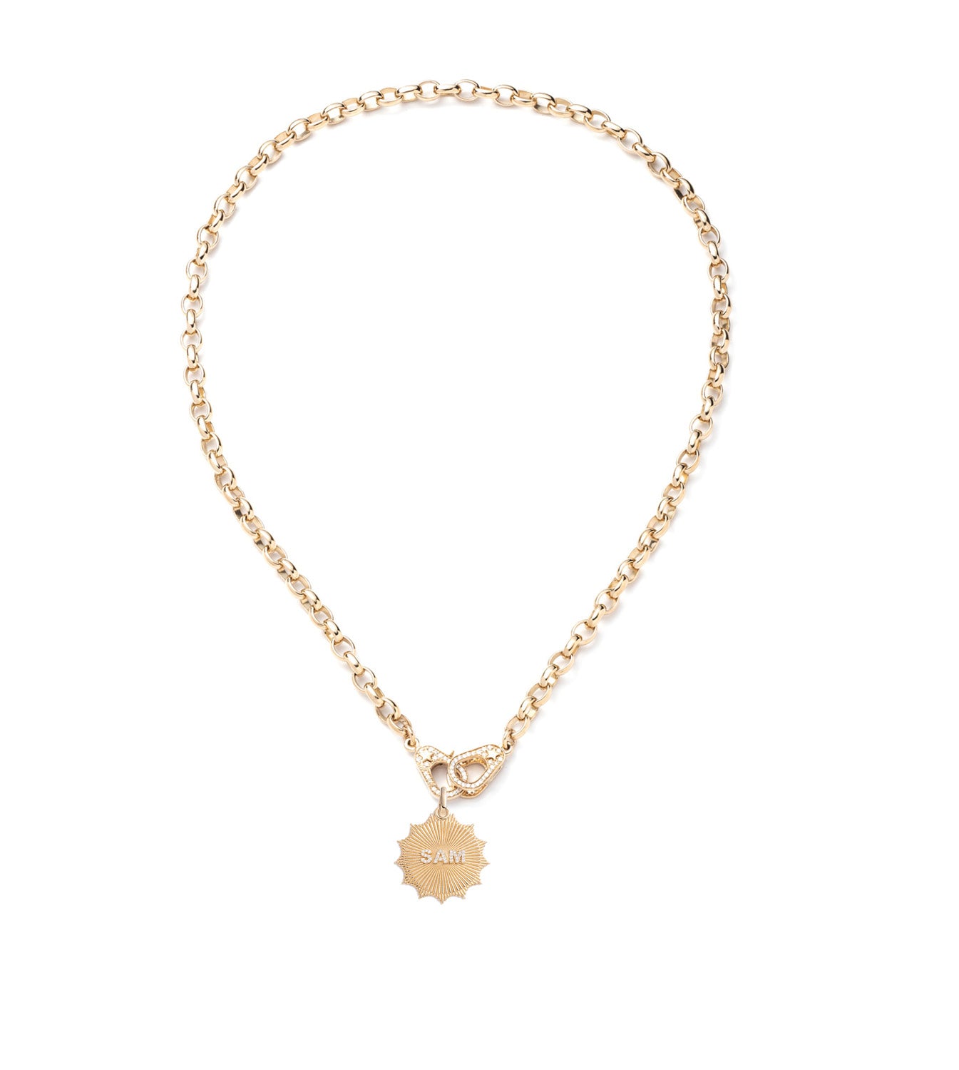 Custom Radiating Love Token Necklace - Heavy Belcher Pave Sister Hook Pendant | Perfect Gift for Valentine's Day, Anniversary & Bridesmaids Jewelry