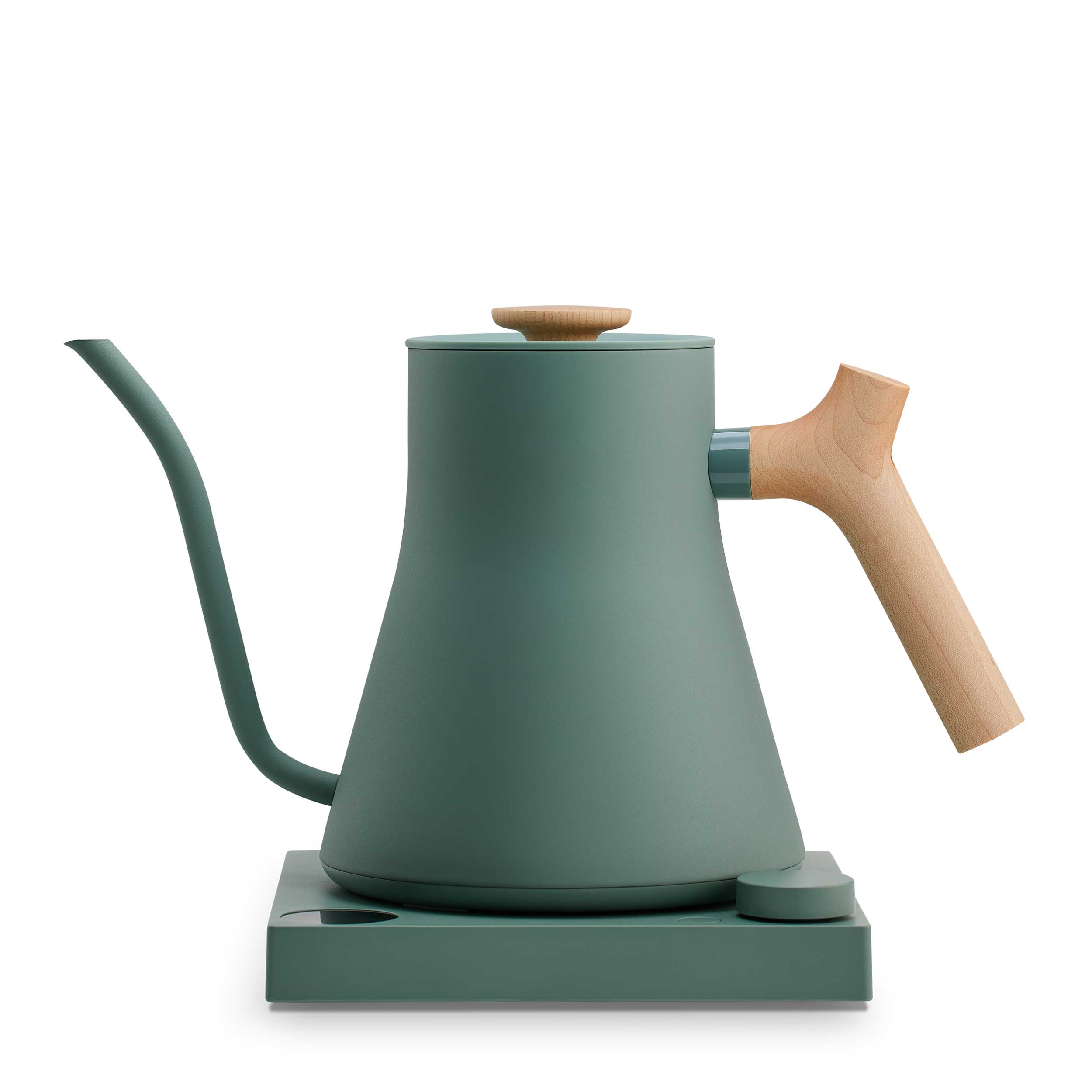 Fellow Stagg EKG Pro Electric Gooseneck Kettle - Premium Temperature Control, Fast Heating, Smoke Green with Maple Wood Handle - Perfect for Pour Over Coffee, Tea Brewing & Home Kitchen Use