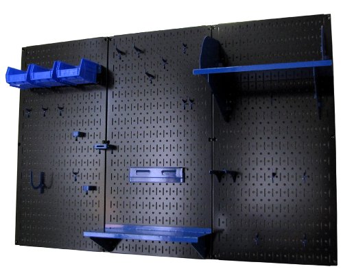 Wall Control Pegboard Organizer 4 ft. Metal Pegboard Standard Tool Storage Kit with Black Toolboard and Blue Accessories | Garage Workshop Organization | DIY Tool Wall Mount System for Home & Professional Use