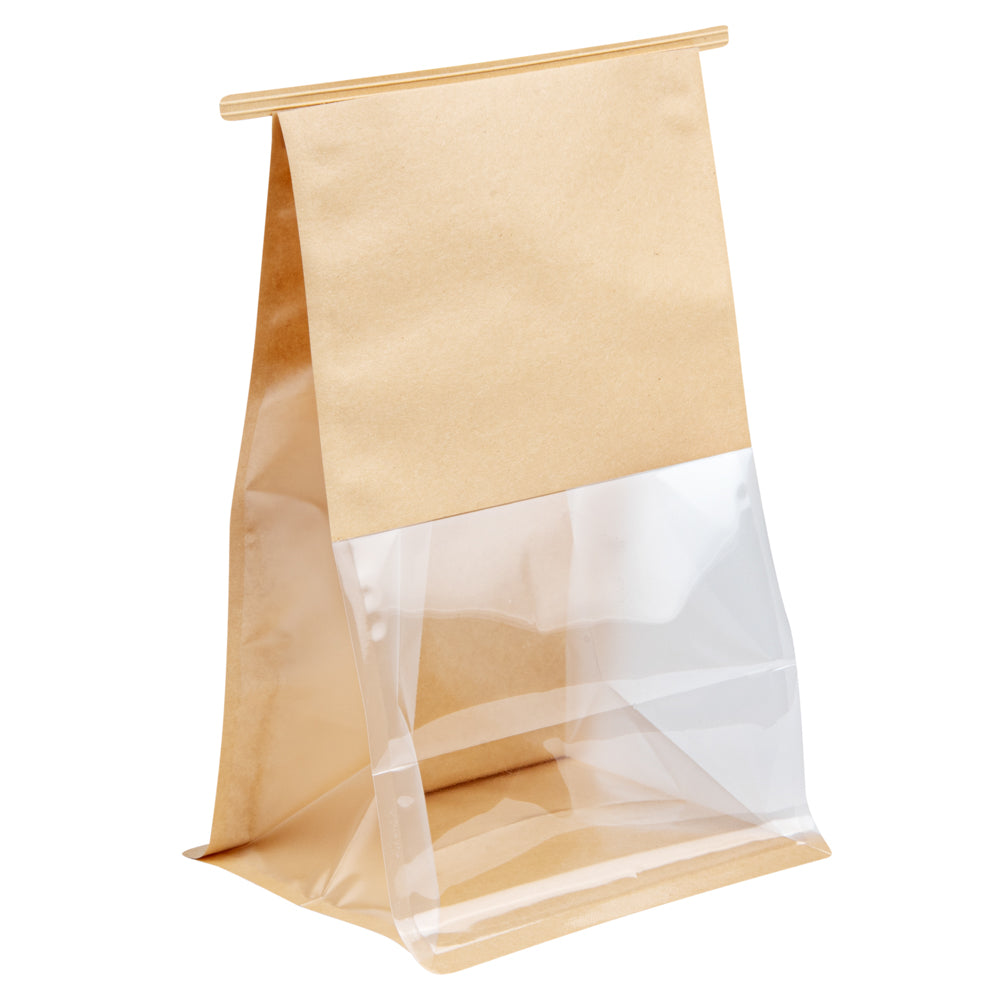 Premium Kraft Cotton Paper Tin Tie Bags with Clear Window - 6.1/4
