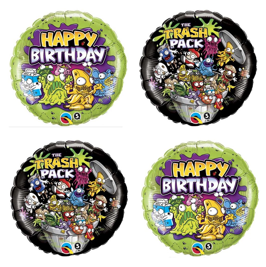 Trash Pack 4 Happy Birthday Mylar Balloons - Party Decorations for Kids Birthday Celebrations, Baby Showers & Special Events