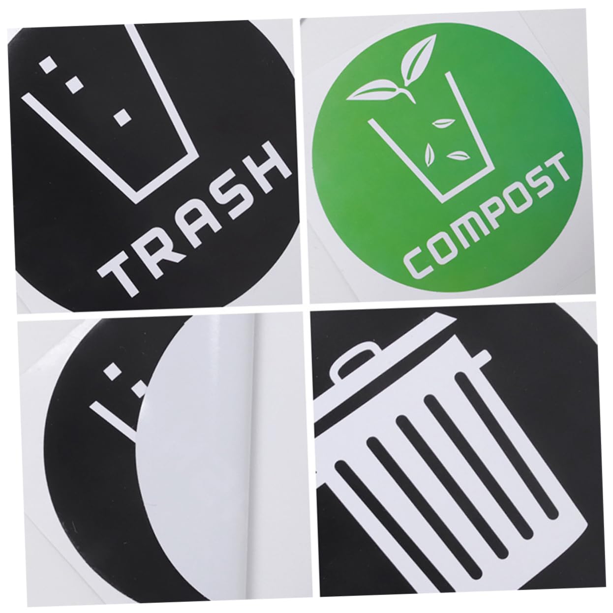 12-Pack PVC Recycling Stickers for Trash Cans - Durable Waste Sorting Labels to Improve Recycling Habits | Perfect for Home, Office & School Bins