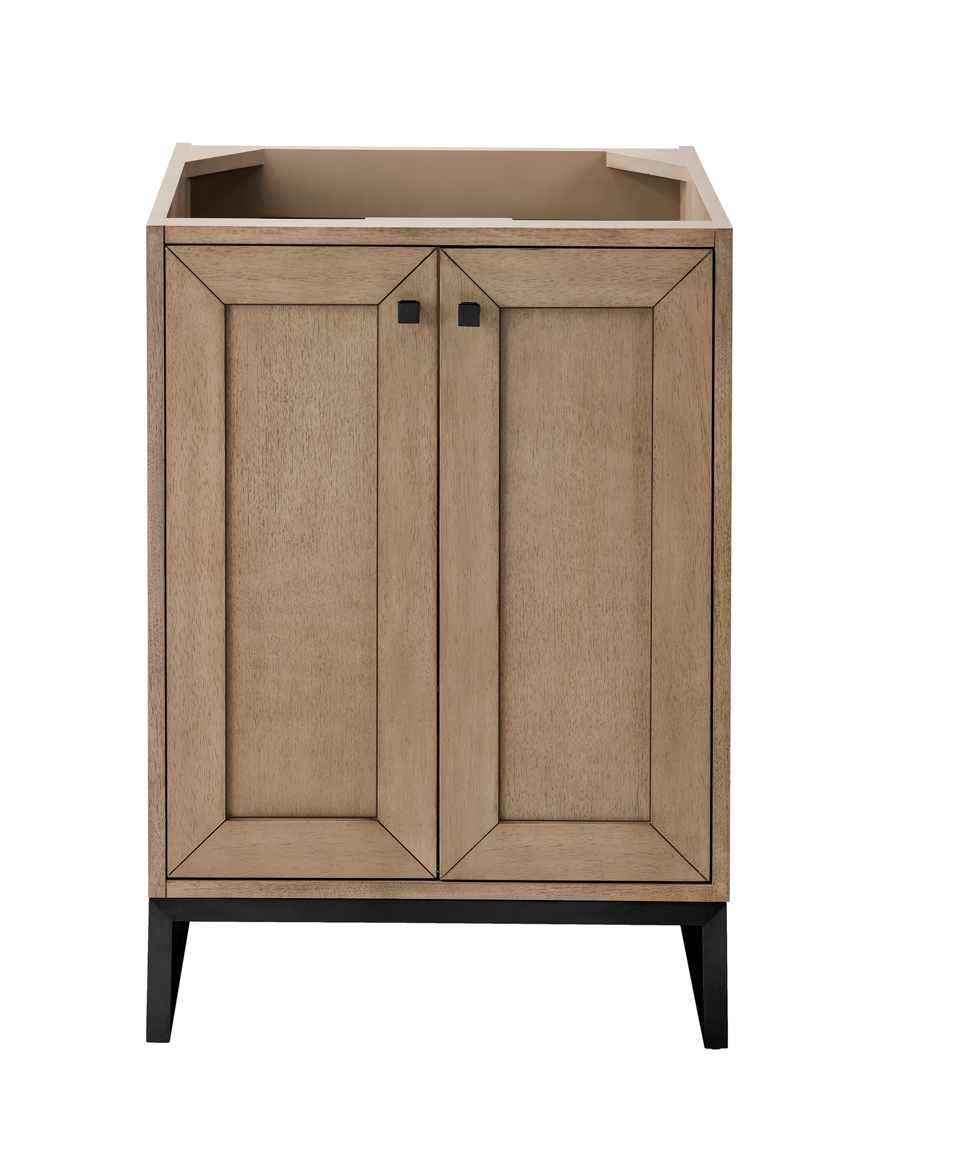 Chianti 24 Inch Single Vanity Cabinet in Whitewashed Walnut Finish with Matte Black Hardware - Perfect for Bathroom Storage and Modern Home Decor