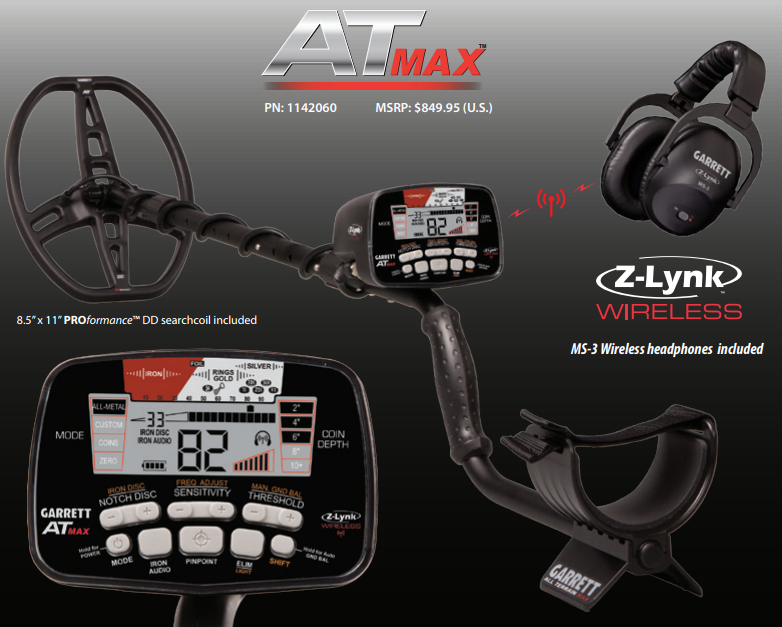 Garrett AT Max Waterproof Metal Detector with 8.5 x 11