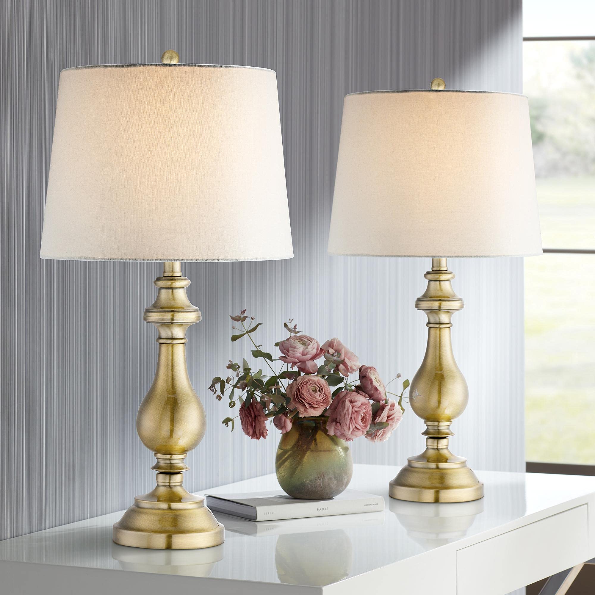 Regency Hill Fairlee Traditional Candlestick Table Lamps - Set of 2, 26