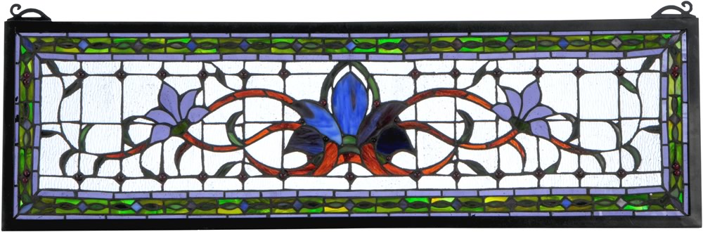 10H x 33W Fairytale Transom Stained Glass Window - Handcrafted Gothic Style Decorative Window Panel for Home, Church & Wedding Decor - Perfect for Doors, Entryways & Interior Design