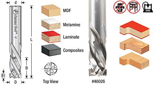 Amana Tool - 46028 CNC Solid Carbide Mortise Compression Spiral Router Bit, 4 Flute, 1/2