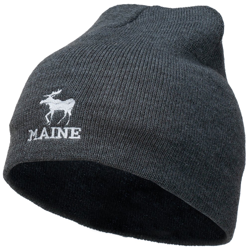 Maine State Moose Embroidered Beanie Hat - Warm Winter Knit Cap for Men & Women - Perfect for Outdoor Activities, Hiking, and Cold Weather Fashion