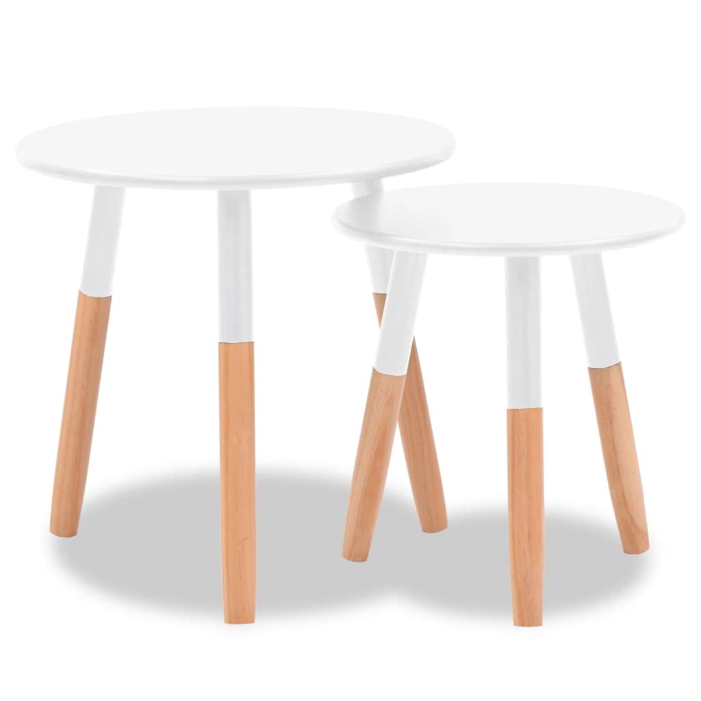 Round Side Nightstands Set of 2 - Solid Pinewood Small Tables for Living Room, Bedroom, Office - Indoor/Outdoor White Round Side Tables for Small Spaces - Perfect for Coffee Table, Nightstand, or Accent Furniture