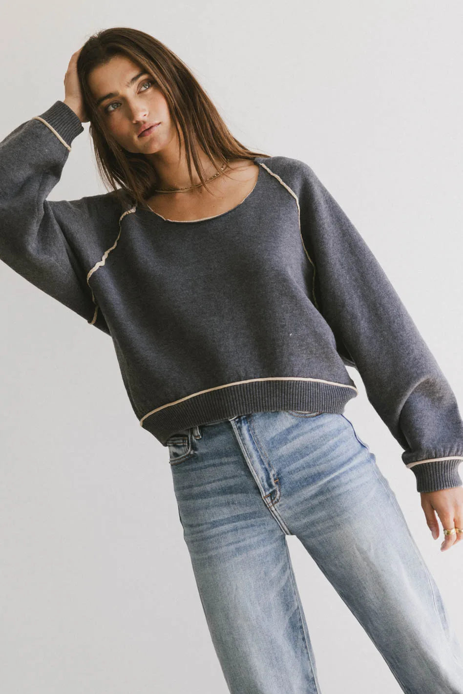Lina Contrast Sweater for Women - Stylish Knit Pullover with Color Block Design | Perfect for Fall & Winter Outfits, Casual Wear, and Office Attire