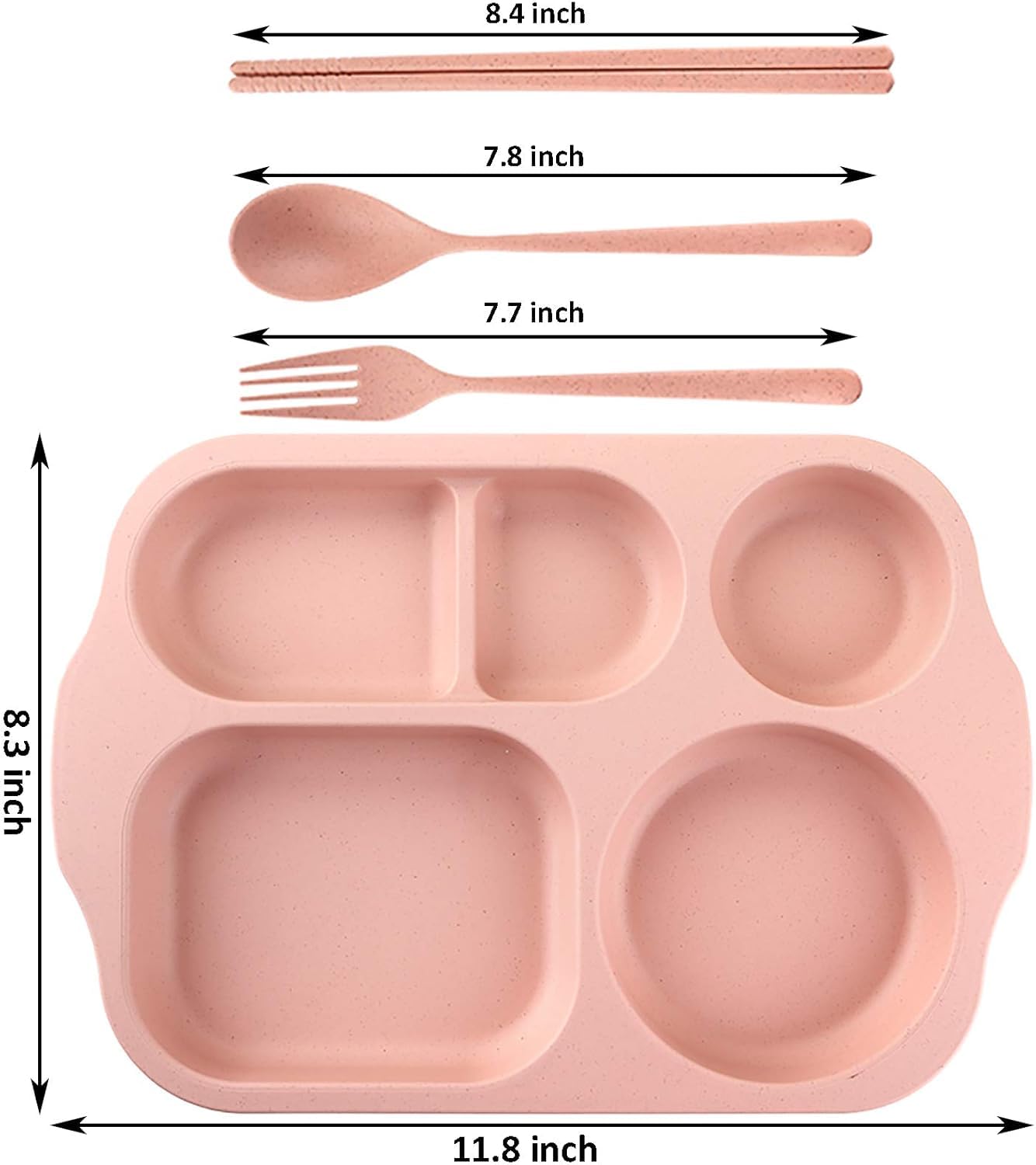 **Nicunom 8 Pack Unbreakable 5-Compartment Wheat Straw Divided Plates – BPA-Free, Microwave & Dishwasher Safe, 11 Inch – Perfect for Kids & Adults Lunch, Picnics, School, and Office Meals**