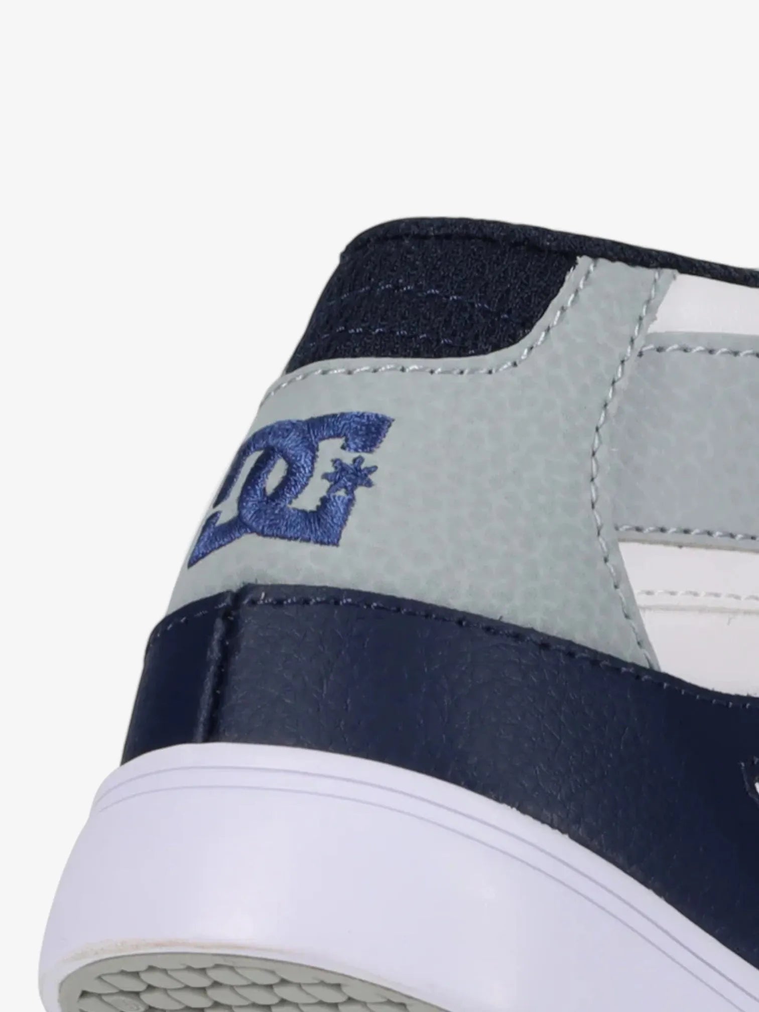 DC Pure Hi Top EV Skate Shoes for Boys - White, Gray & Blue - High Top Sneakers for Skateboarding, School & Casual Wear