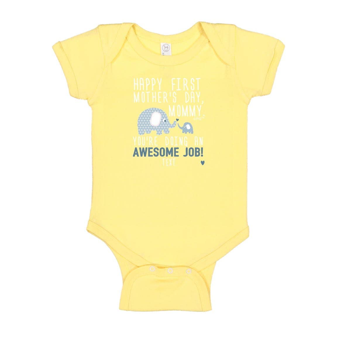 Personalized Baby Bodysuit - Cute Blue Elephant Design for First Mother's Day - Perfect Baby Shower Gift & New Mom Present
