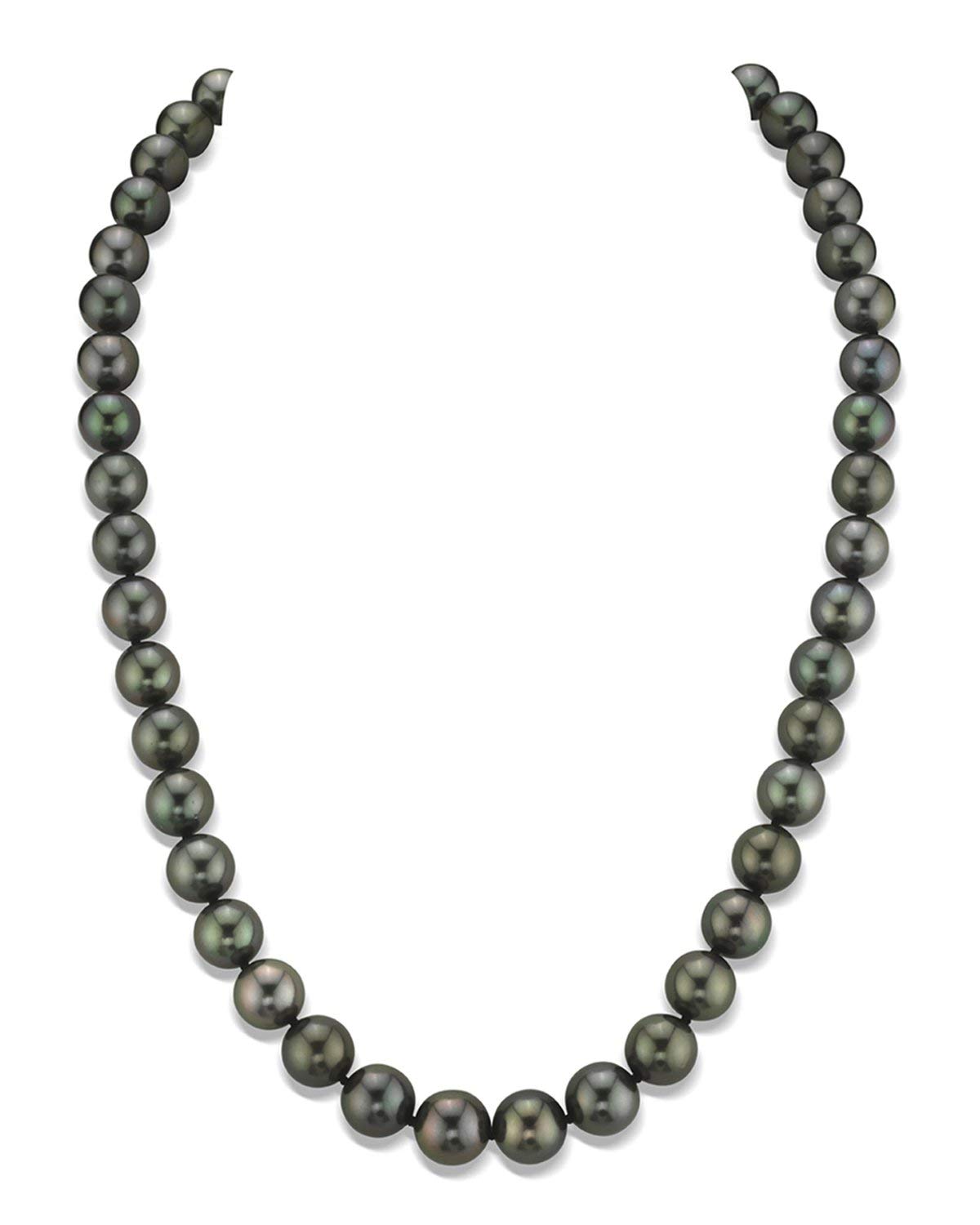 14K Gold 8-10mm Black Tahitian Pearl Necklace for Women - Elegant Evening Wear