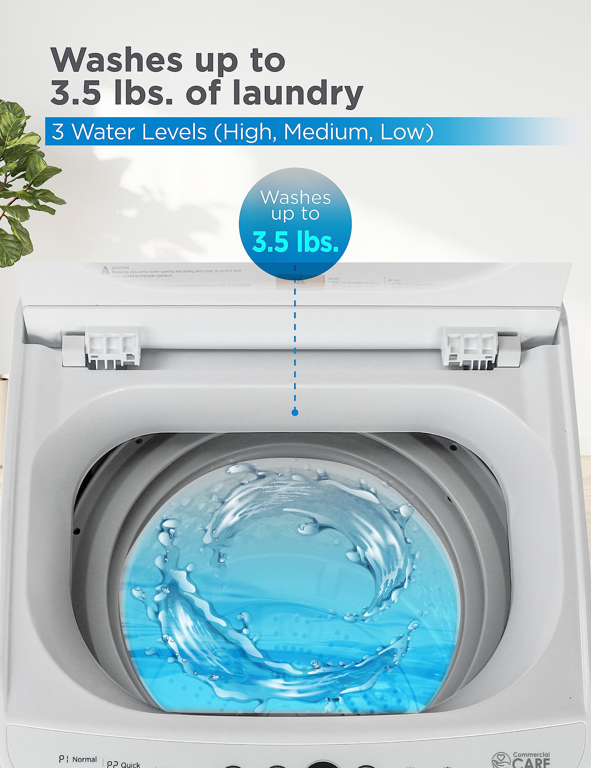0.9 Cu. Ft. Portable Washing Machine - Compact Laundry Washer with 6 Wash Cycles & 3 Water Levels for Apartments, RVs, Camping & Small Spaces