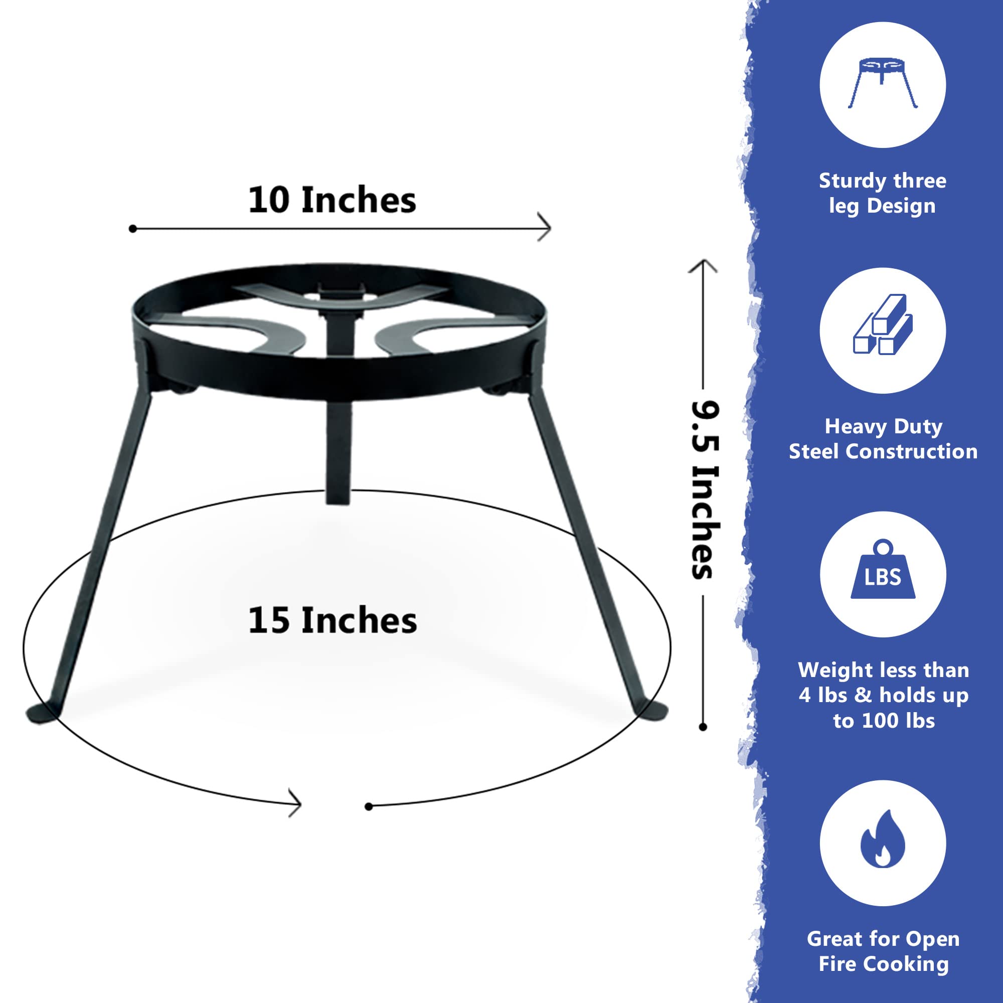 Dutch Oven Campfire Tripod Stand - Heavy Duty Cast Iron Cooking Tripod for Outdoor Camping & Open Fire Grilling - Perfect for Dutch Oven, Skillet & BBQ Over Campfire
