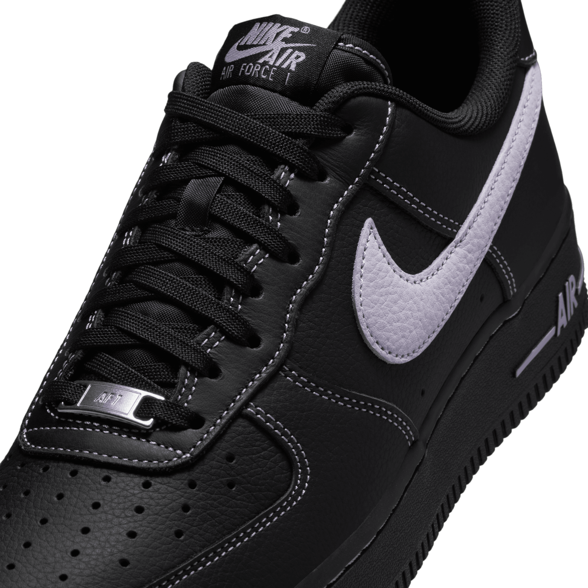 Nike Air Force 1 '07 LV8 Sneakers - Black & Light Lilac Basketball Shoes for Men & Women | Perfect for Casual Wear, Street Style & Everyday Comfort