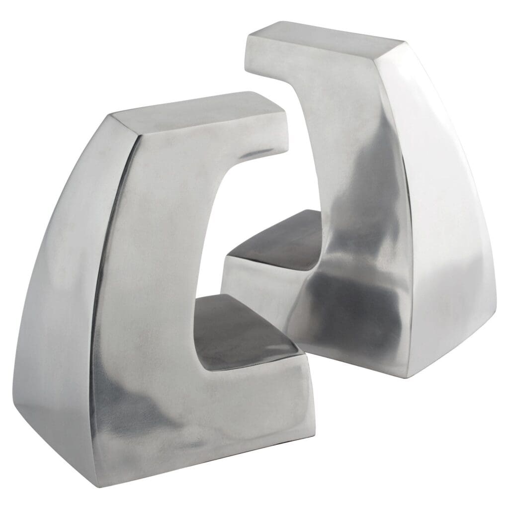 Cyan Design 11659 Apostrophe Bookends - Polished Aluminum Bookends for Shelves, Stylish Book Holders for Home Office & Library Decor