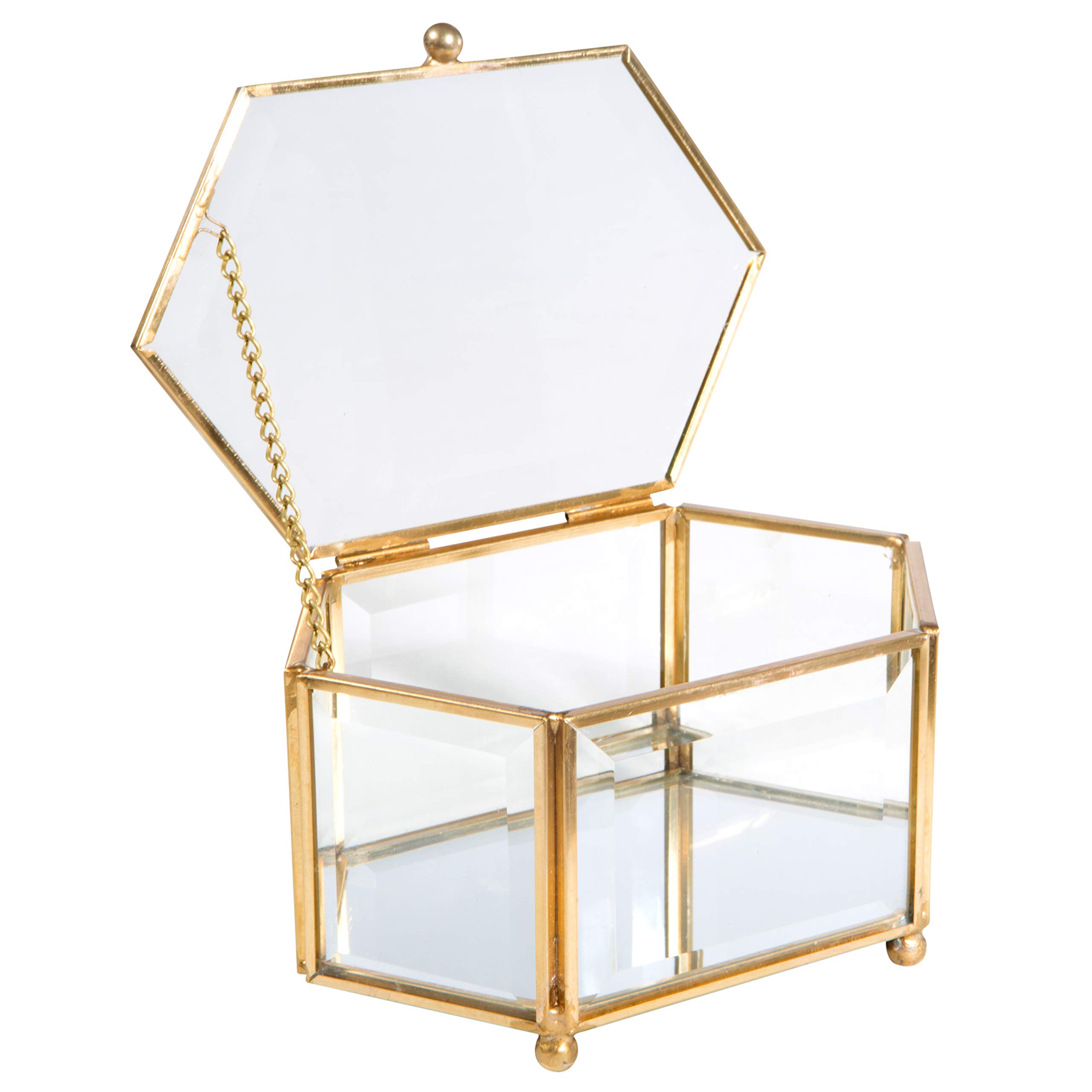 Vintage Diamond-Shaped Gold Mirrored Glass Jewelry Box - Elegant Keepsake Organizer for Jewelry, Rings & Trinkets - Perfect for Vanity Decor, Wedding Gifts & Bridal Party Favors - Stylish Home Décor Accent for Dresser, Bathroom or Gift Table