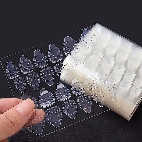 Bajajbeautyshop 8 Sheets Double-Sided Nail Jelly Stickers - Waterproof & Breathable Glue Tabs (192 pcs) - Super Sticky Fake Nail Adhesive for Manicure & Press-On Nails - Perfect for Home Nail Art, Salon Use & Travel