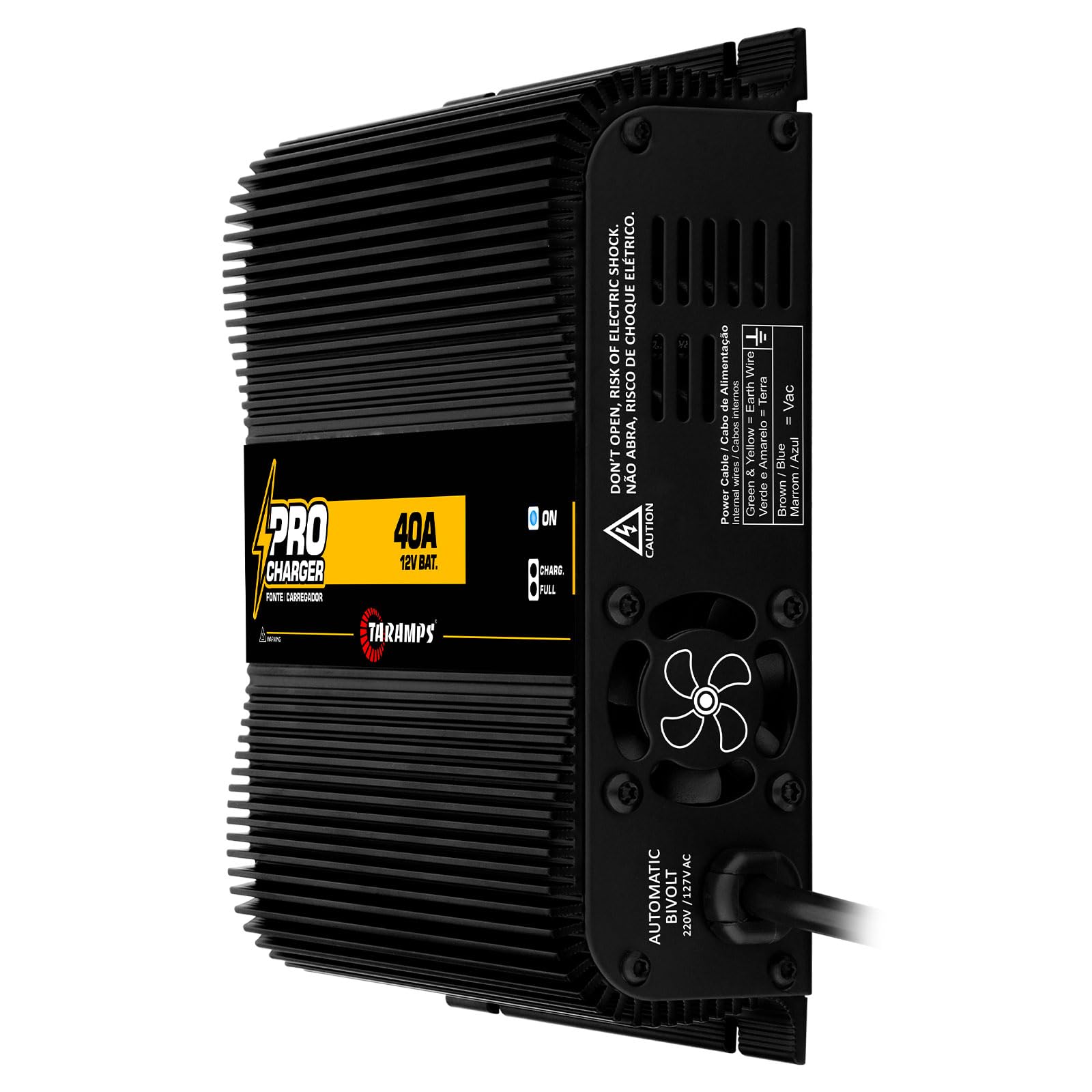 Taramps Pro 40A Battery Charger - 560W Max Output, Bivolt 127/220VAC Input with LED Indicator - High Power Car Audio System Charger for Vehicles, Boats & RVs