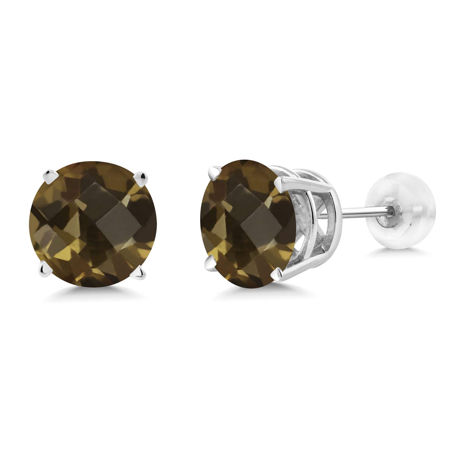 14K Solid Gold Round Gemstone Birthstone Stud Earrings for Women & Men | 8MM Round Cut | Perfect for Birthdays, Anniversaries & Gifts