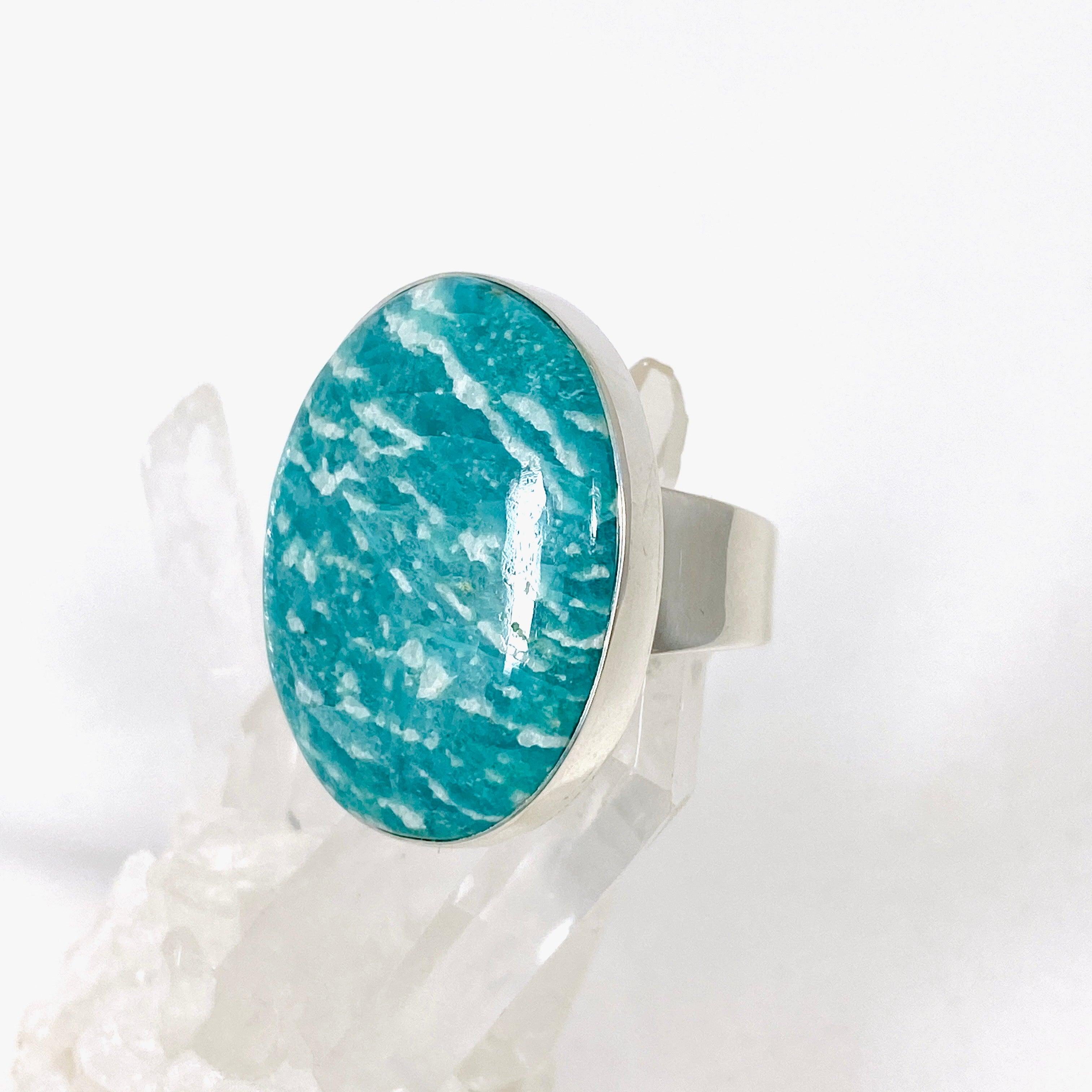 Amazonite Oval Ring Size 11 - KRGJ2890 - Elegant Gemstone Jewelry for Women, Perfect for Weddings, Parties & Everyday Wear