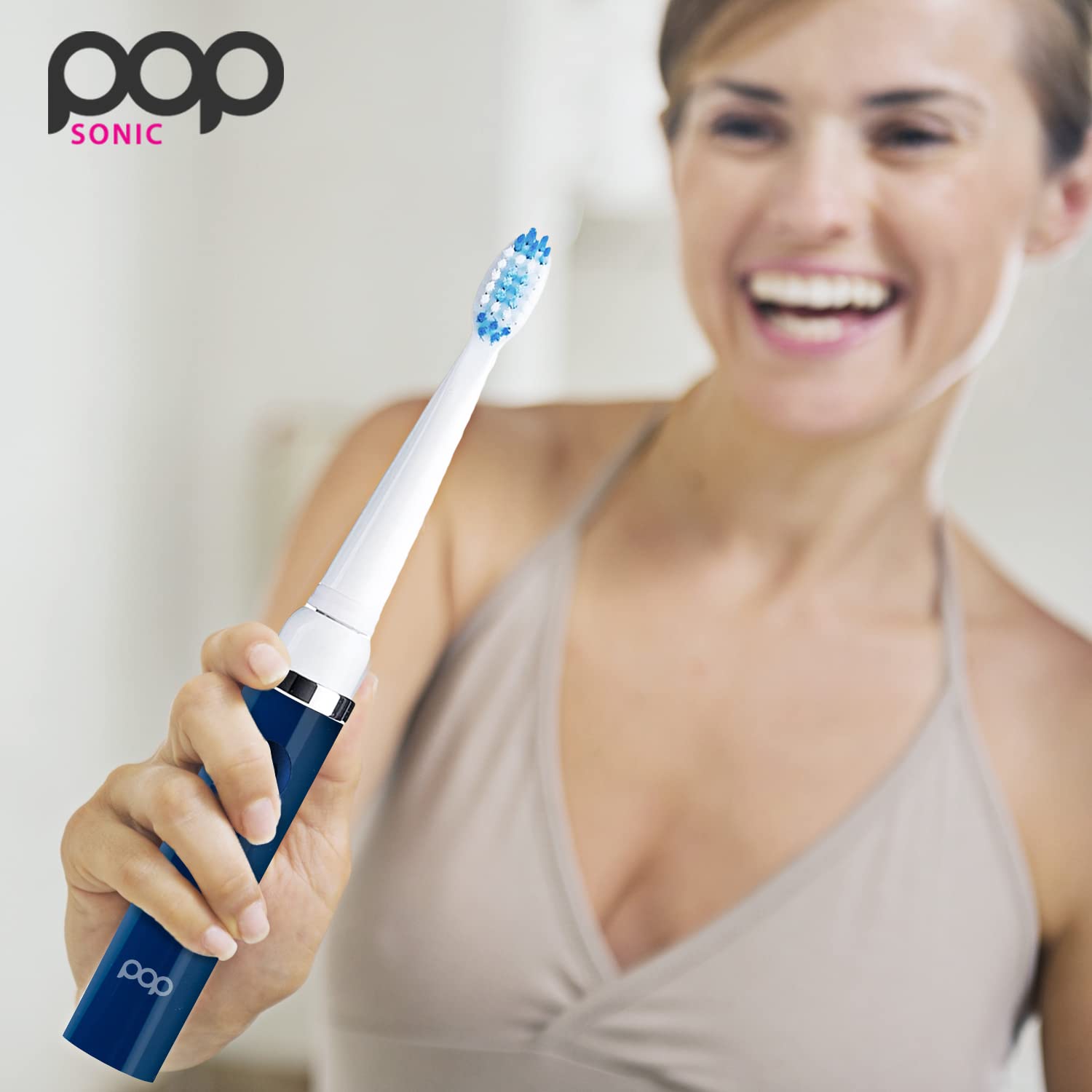 Pop Sonic Electric Toothbrush for Adults & Kids (Navy Blue) - Rechargeable Travel Toothbrush with 2 Speed Modes (15,000-30,000 RPM), DuPont Nylon Bristles | Perfect for Home, Travel & Daily Oral Care