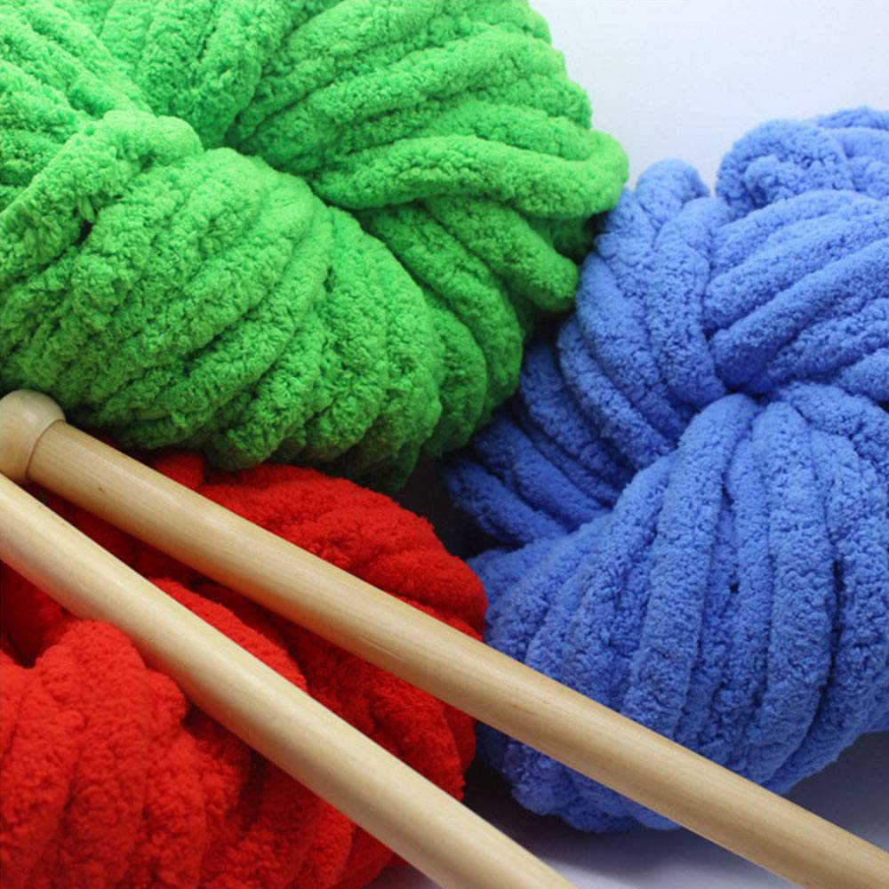 8 oz Light Royal Blue Jumbo Chenille Yarn - Super Soft Chunky Knitting Yarn for Arm Knitting, DIY Crochet, Handmade Throw Blankets & Cozy Cat Caves - Perfect for Home Decor & Craft Projects