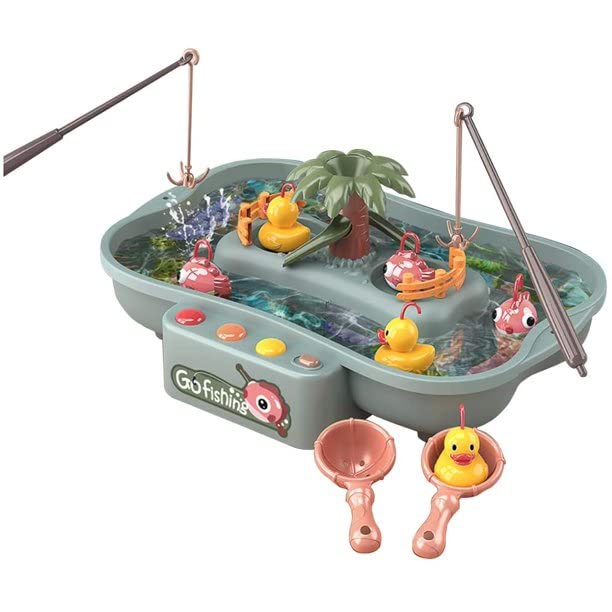 Interactive Fishing Game Toy for Kids - 6 Ducky Water Circulating Board Game with Music & Lights | Preschool Learning Toys for Boys & Girls Ages 3+ | Fun Birthday Gift & Early Education Activity (Blue)