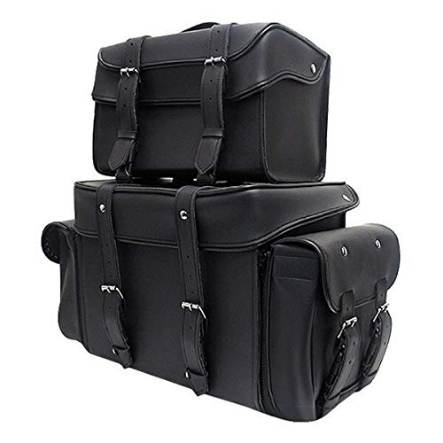 Premium Vance Leather Motorcycle Sissy Bar Bag - 4-Piece Travel Luggage Set with Adjustable Straps for Harley, Cruiser & Touring Bikes | Waterproof Storage for Road Trips, Camping & Daily Commute