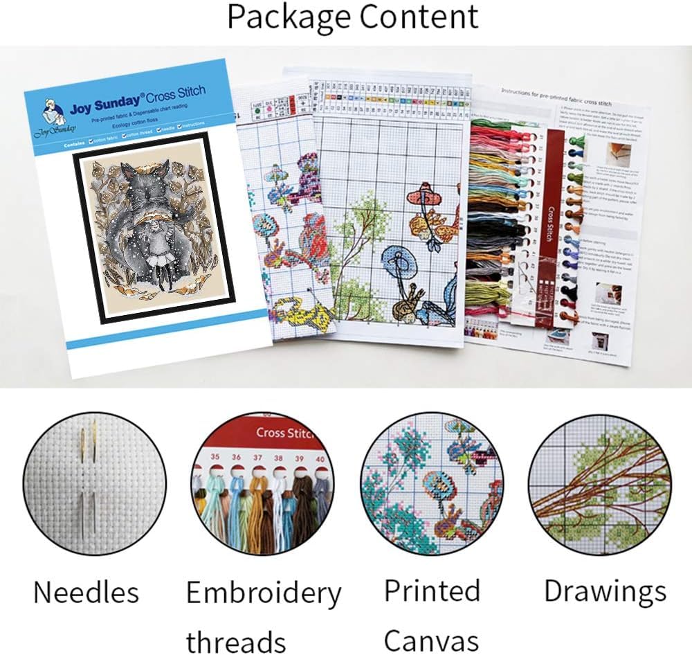 Happy Forever 11CT Stamped Cross Stitch Kits for Beginners - DIY Preprinted Embroidery Kit with Flower Vase Design (H147 Lovely Vase, 21''x19'') - Perfect for Home Decor, Gift Giving & Relaxing Crafts