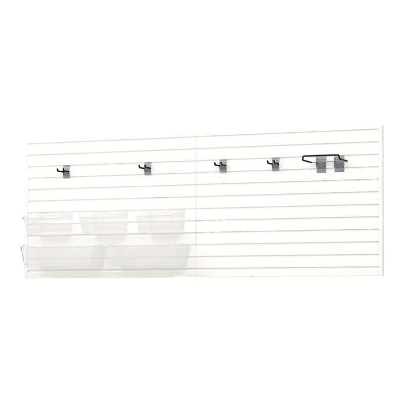 RST Brands Flow Wall 11-Piece Plastic Bin & Ladder Storage Set in White - Perfect for Garage, Closet & Home Organization