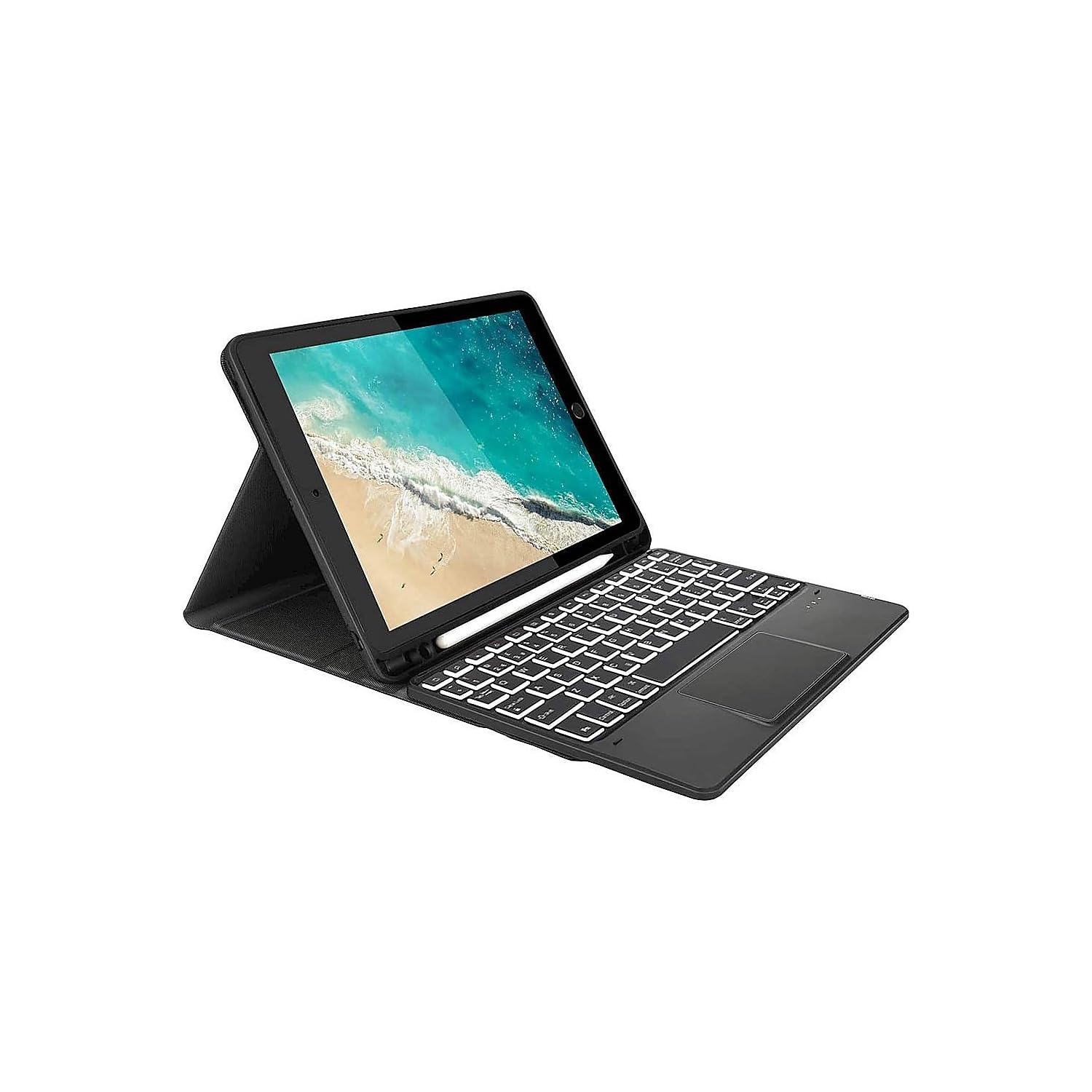 SaharaCase Shockproof Bluetooth Keyboard Case with Mouse Pad for Apple iPad 10.2 Inch (9th Generation 2021) - Heavy Duty Rugged Protection, Anti-Slip Design & Integrated Kickstand - Black | Perfect for Work, Travel & Outdoor Use