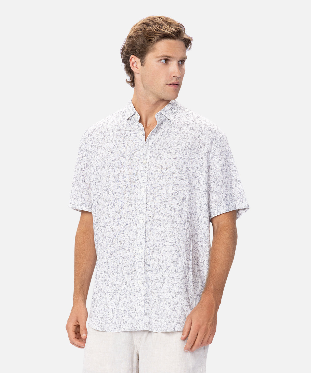Aruba Linen Short Sleeve Shirt for Women - Breathable & Comfortable Summer Blouse in Lilac Combo - Perfect for Beach Vacations, Casual Outings & Office Wear