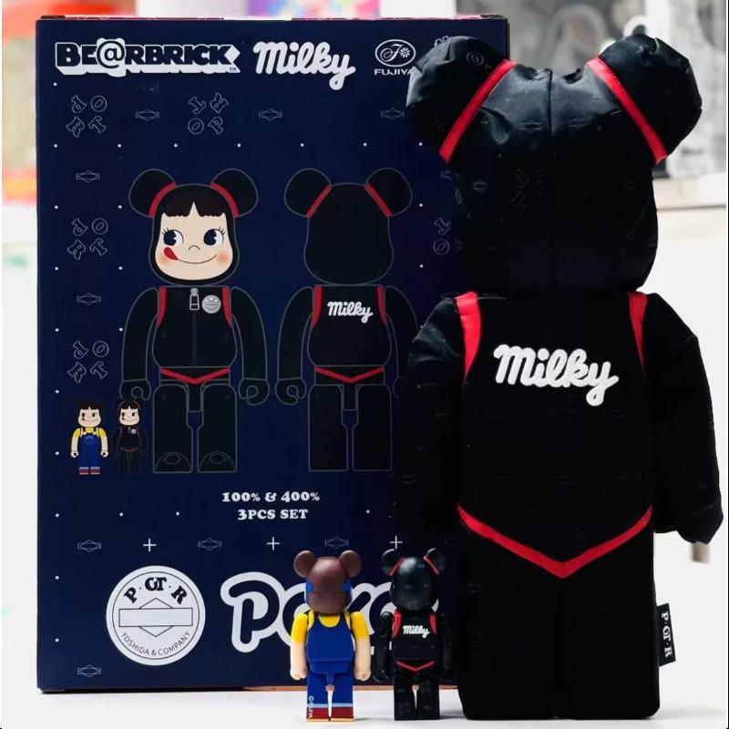 Bearbrick POTR Peko Milky 400% & 100% 3PCS Be@rbrick 2024 Limited Edition Collectible Figures - Perfect for Anime Fans, Home Decor, and Rare Toy Collections