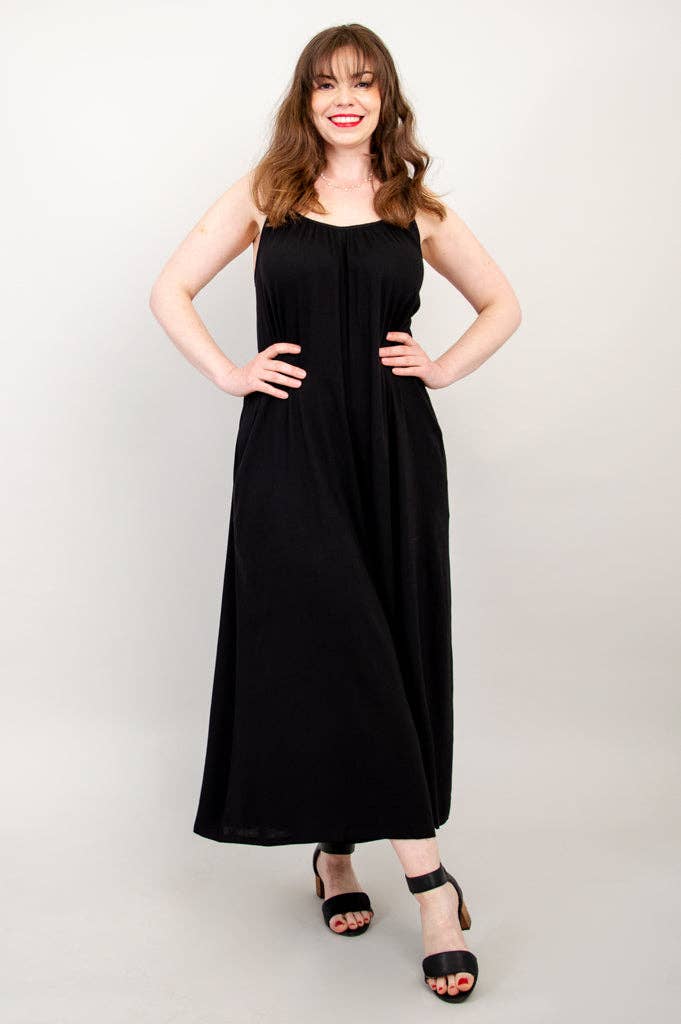 Joanna Black Linen Bamboo Jumpsuit for Women - Comfortable Summer Romper with Pockets - Perfect for Beach, Vacation & Casual Outings