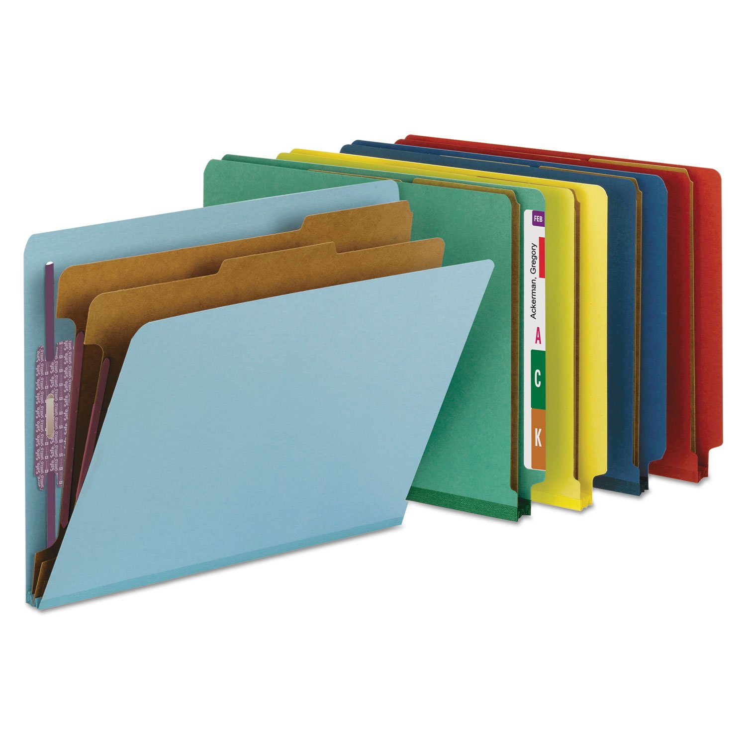 Smead Pressboard End Tab Classification Folders - Legal Size, 6-Section, Blue, 10-Pack/Box - Perfect for Office Organization, Document Filing, and School Supplies