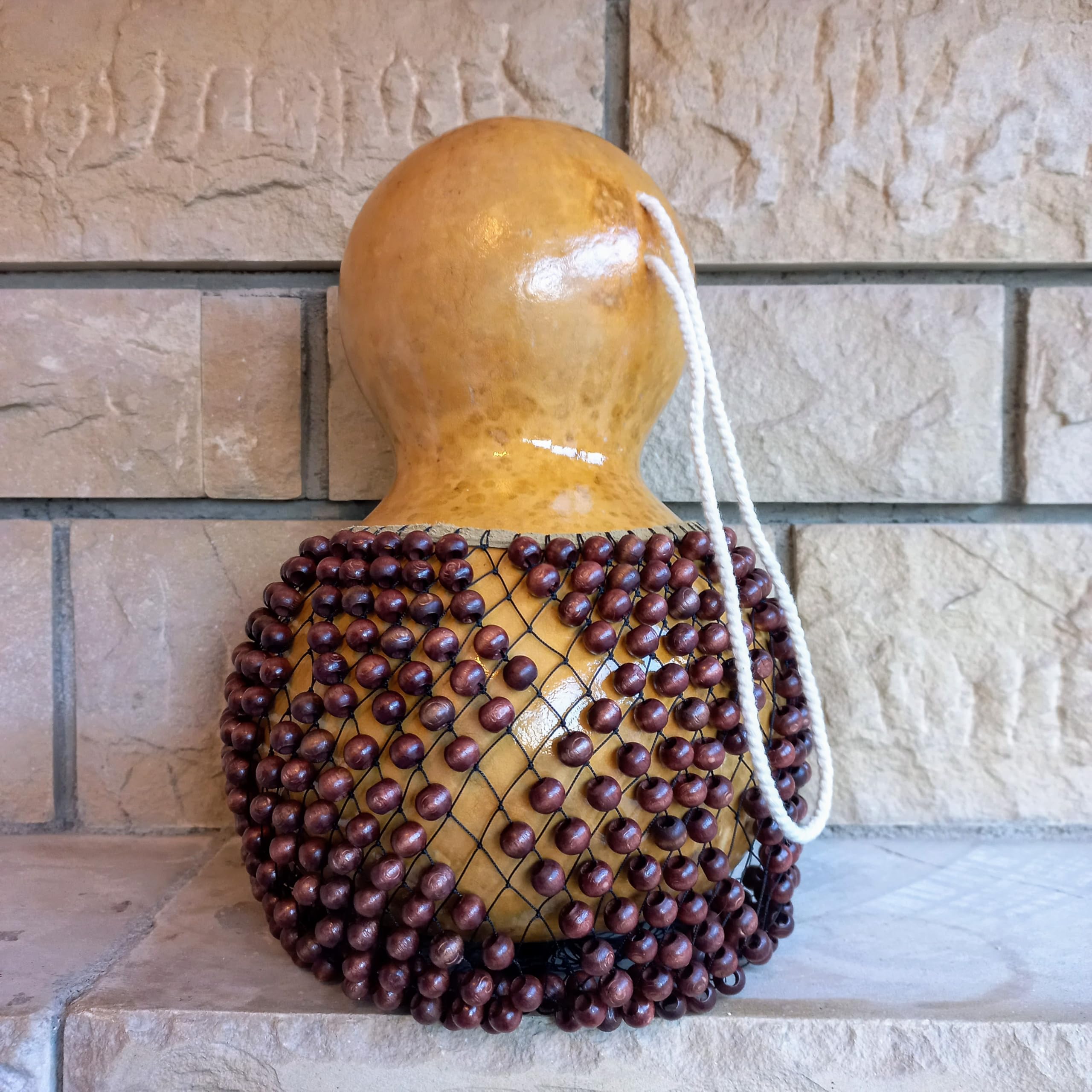 Brown Beaded Gourd Shekere Instrument - Authentic African Ewe Percussion & Latin Rhythm Shaker - Perfect Musician Gift for Birthdays, Performances & Music Therapy